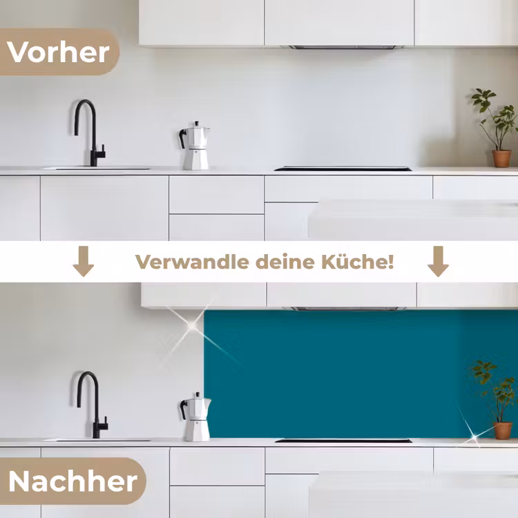 Tropical - Peacock - Blauw keuken achterwand 2 middel 871 -voor-na_DE