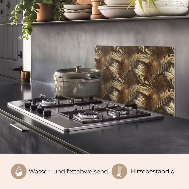 Tropisch - Bladeren - Goud keuken achterwand spatscherm klein 900 -usp_DE
