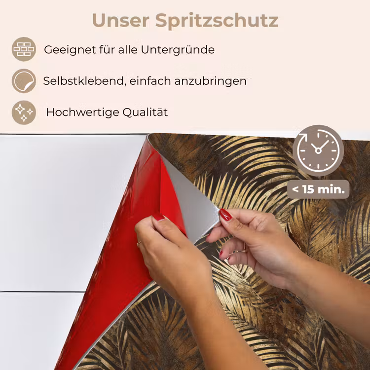 Tropisch - Bladeren - Goud keuken achterwand spatscherm klein 900 -spatscherm_DE