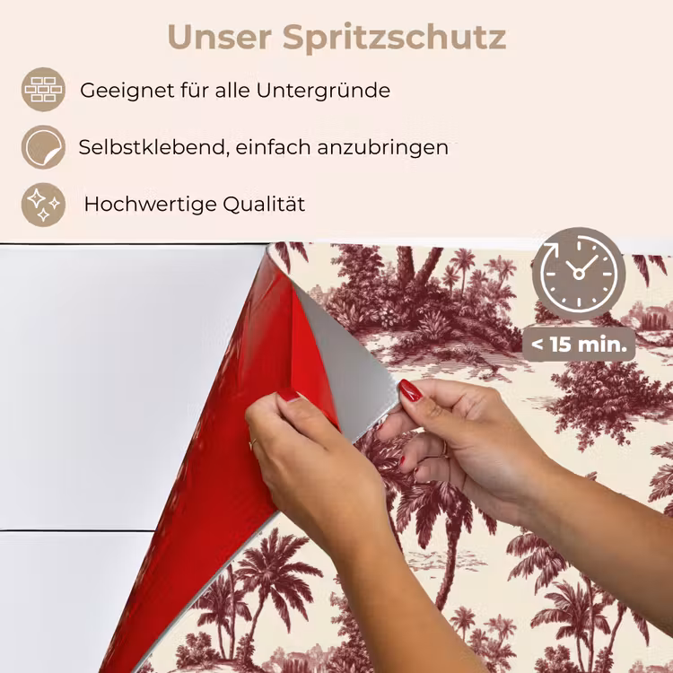 Tropisch - Geometrisch - Bordeauxrood keuken achterwand spatscherm klein 900 -spatscherm_DE