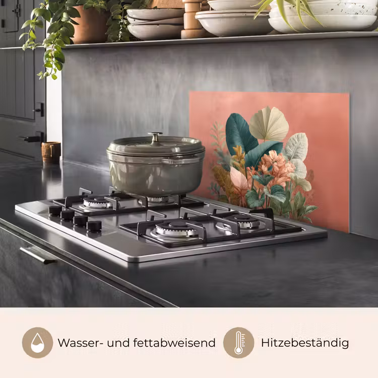 Tropische bladeren - Bloemen - Roze - groen keuken achterwand spatscherm klein -usp_DE