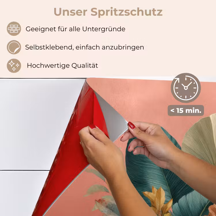 Tropische bladeren - Bloemen - Roze - groen keuken achterwand spatscherm klein -spatscherm_DE