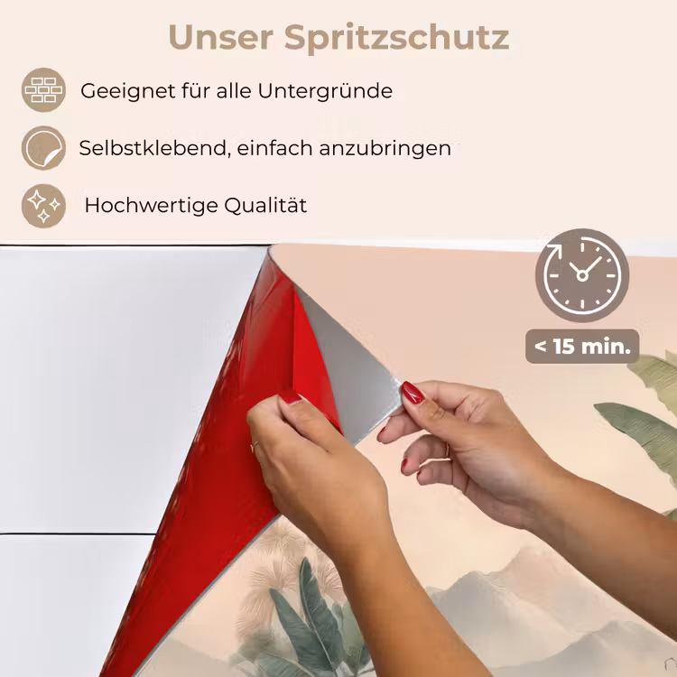 Tropisch landschap - palmbomen - Bloemen - Roze lucht keuken achterwand spatscherm klein -spatscherm_DE