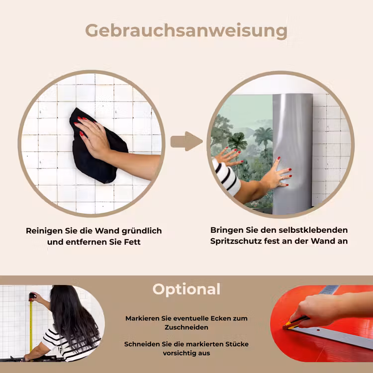 Tropische tuin - Koepelgebouw - Bloemen keuken achterwand spatscherm klein -gebruiksaanwijzing_DE