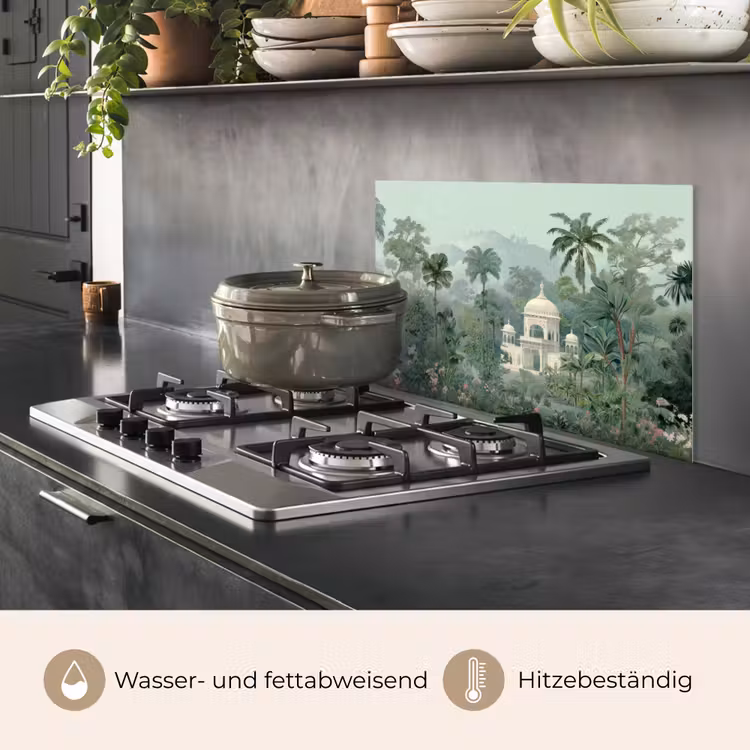 Tropische tuin - Koepelgebouw - Bloemen keuken achterwand spatscherm klein -usp_DE