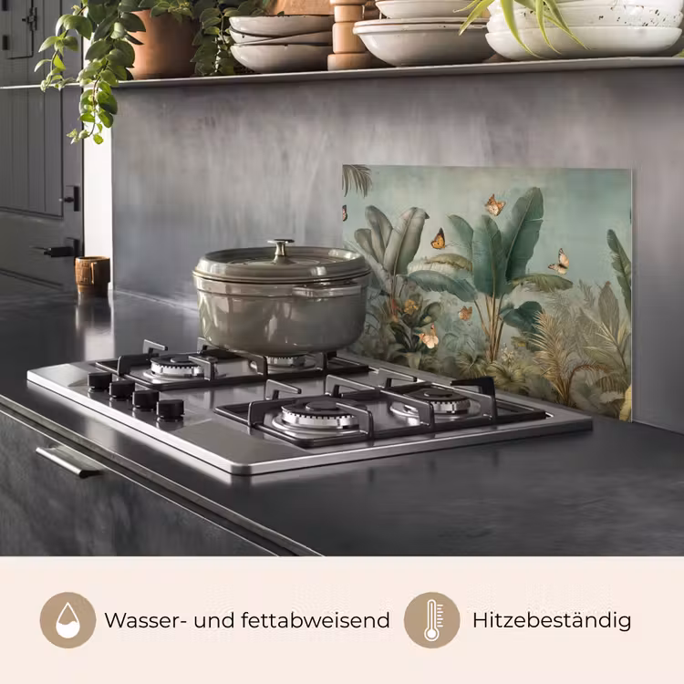 Tropisch bladerdek - Vlinders - groen - Bruin keuken achterwand spatscherm klein -usp_DE