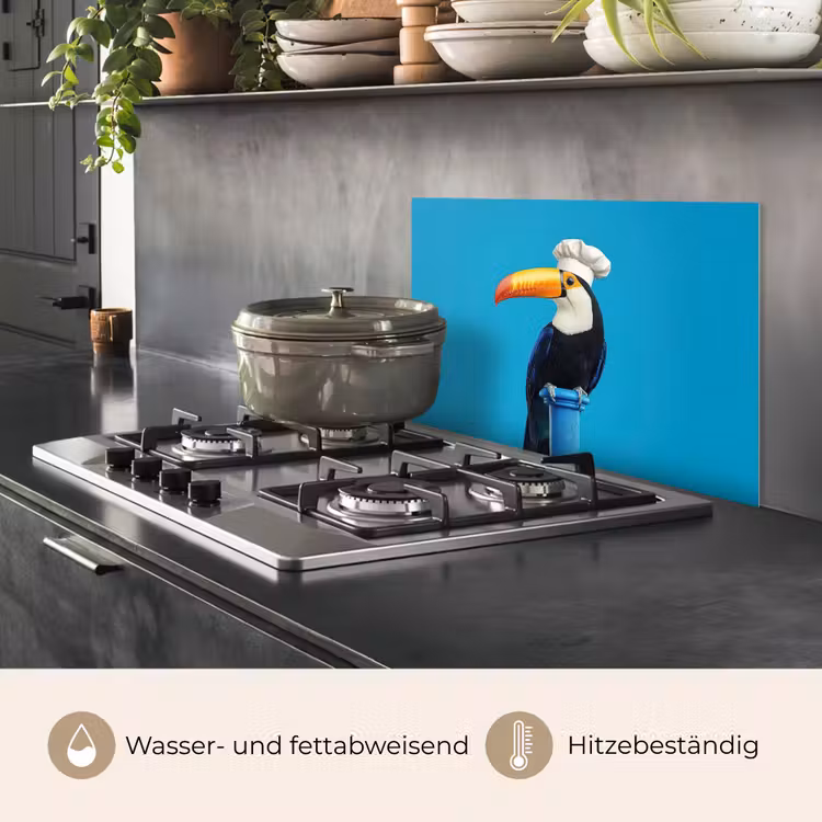 Tucan - Sokkel - Vogel - Koksmuts keuken achterwand spatscherm klein -usp_DE
