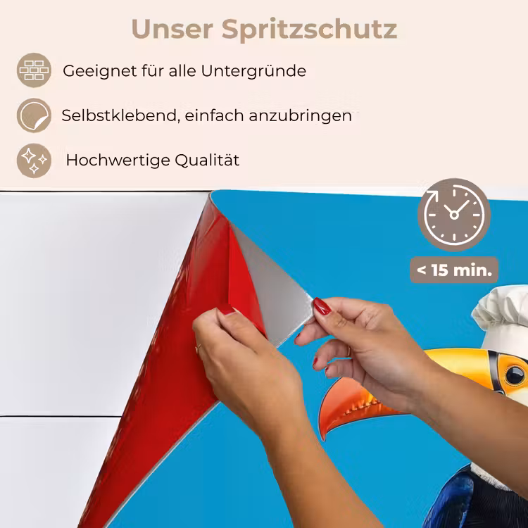 Tucan - Sokkel - Vogel - Koksmuts keuken achterwand spatscherm klein -spatscherm_DE