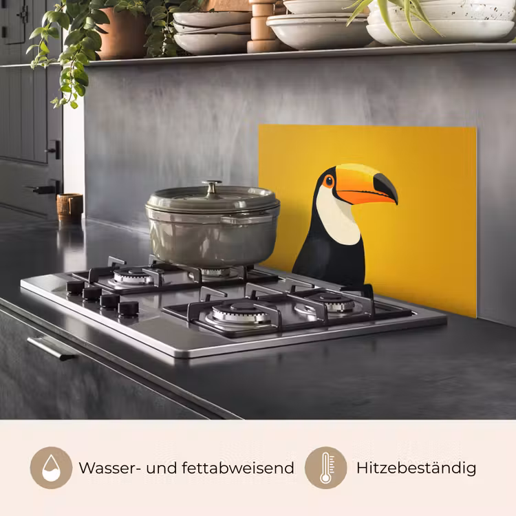 Toekan - Minimalistisch - Snavel - Oranje keuken achterwand spatscherm klein -usp_DE