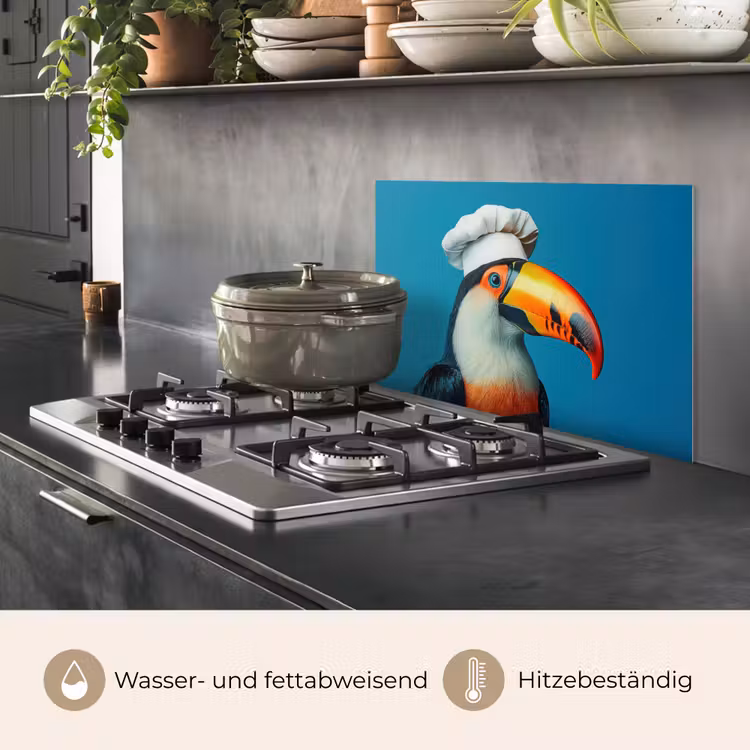 Toekan - Papegaai - Vogel - Koksmuts keuken achterwand spatscherm klein -usp_DE