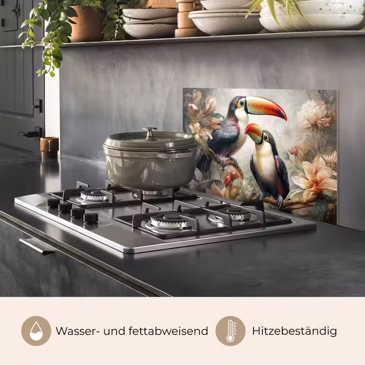 Toekan - Vogels - Bloemen - Jungle keuken achterwand spatscherm klein -usp_DE