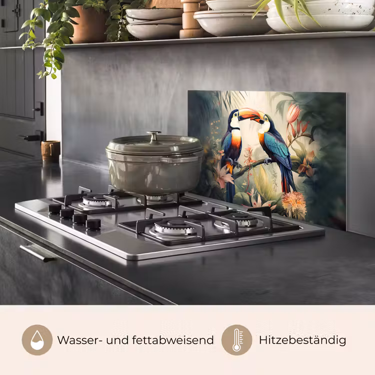Toekan - Vogels - Bloemen - Natuur - Jungle keuken achterwand spatscherm klein -usp_DE