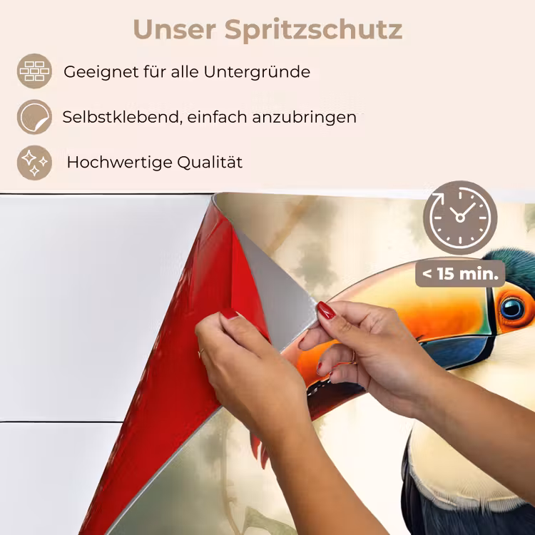 Toekan - Vogel - Bloemen - Planten keuken achterwand spatscherm klein -spatscherm_DE