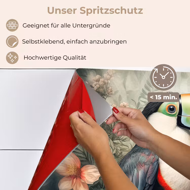 Toekan - Vogels - Bloemen - Planten - Tropisch keuken achterwand spatscherm klein -spatscherm_DE