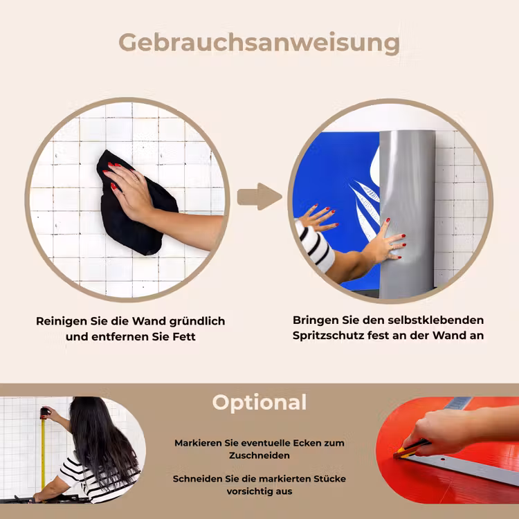 Tulp - Minimalistisch - Bladeren - Wit keuken achterwand spatscherm klein -gebruiksaanwijzing_DE