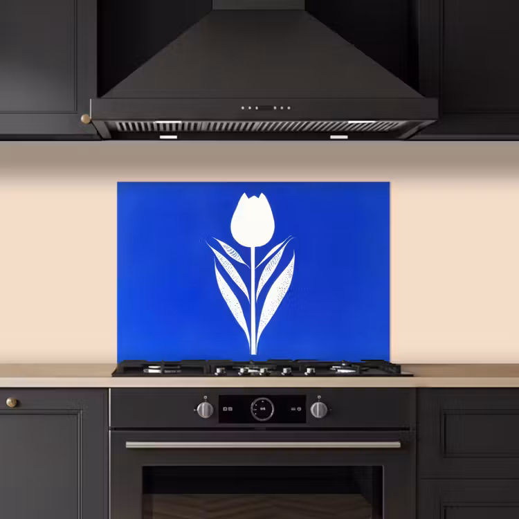 Tulp - Minimalistisch - Bladeren - Wit keuken achterwand spatscherm klein -sfeer1