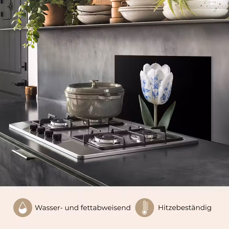 Tulp - Patroon - Blauw keuken achterwand spatscherm klein -usp_DE