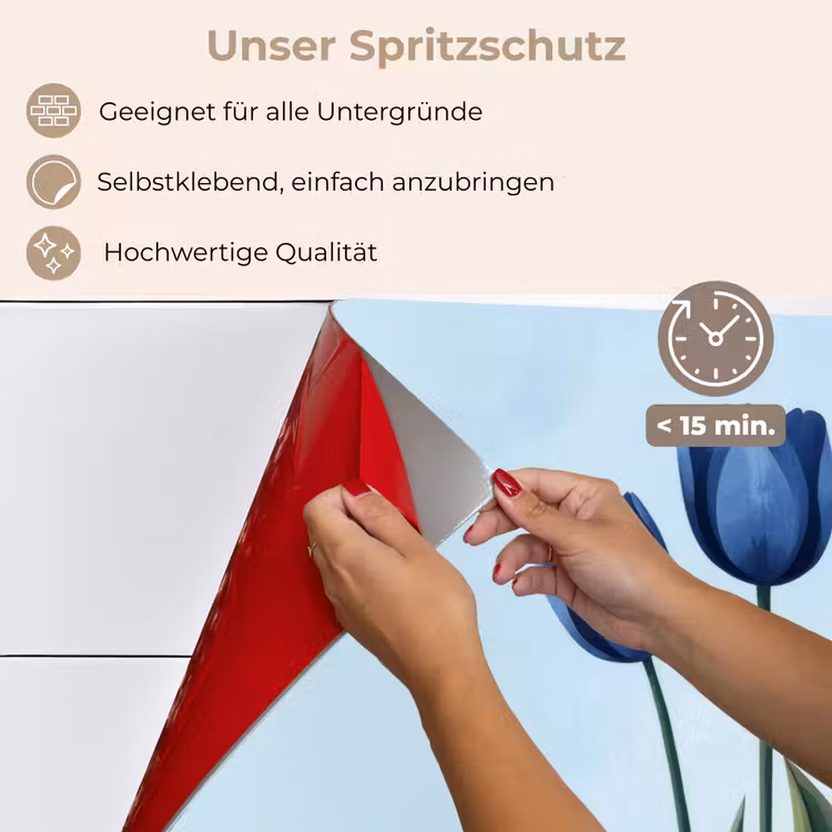 Tulpen - Blauw - Bladeren keuken achterwand spatscherm klein -spatscherm_DE