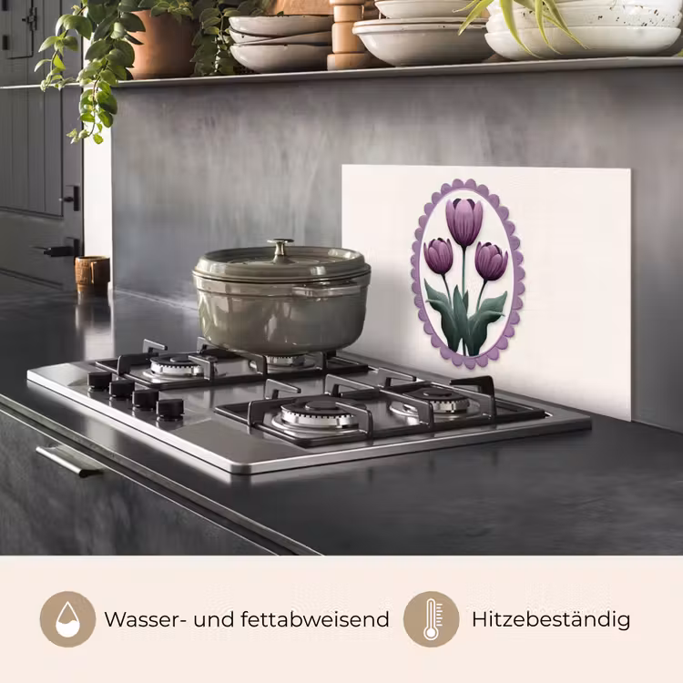 Tulpen - Paars - Lijst - Bladeren keuken achterwand spatscherm klein -usp_DE