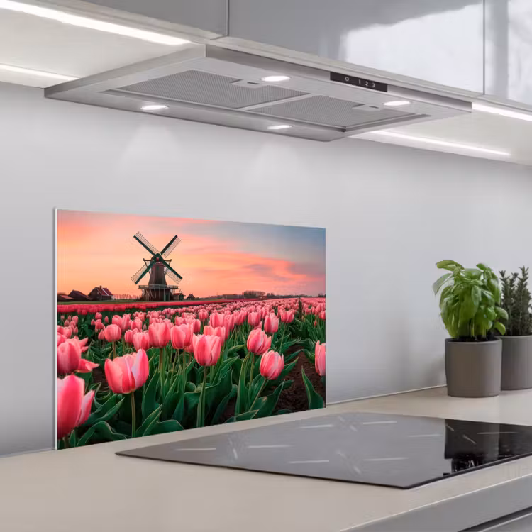 Tulpen - Molen - Nederland keuken achterwand spatscherm klein -3d_schuin