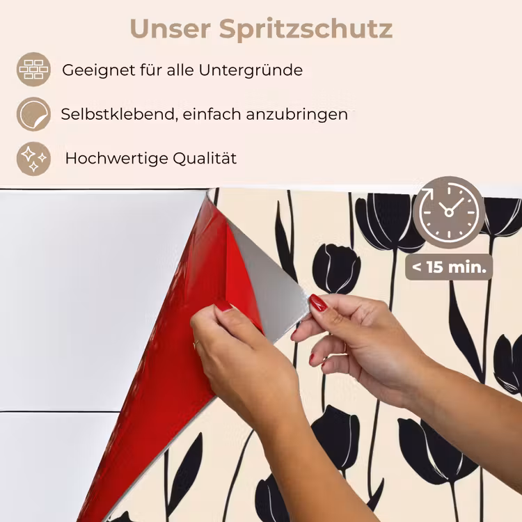 Tulpen - Patroon - Zwart keuken achterwand spatscherm klein 900 -spatscherm_DE