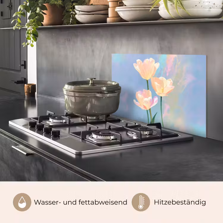Tulpen - Roze accenten - Blauw keuken achterwand spatscherm klein -usp_DE