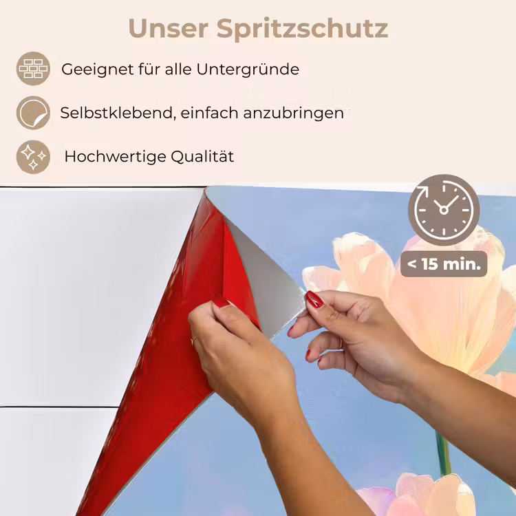Tulpen - Roze accenten - Blauw keuken achterwand spatscherm klein -spatscherm_DE