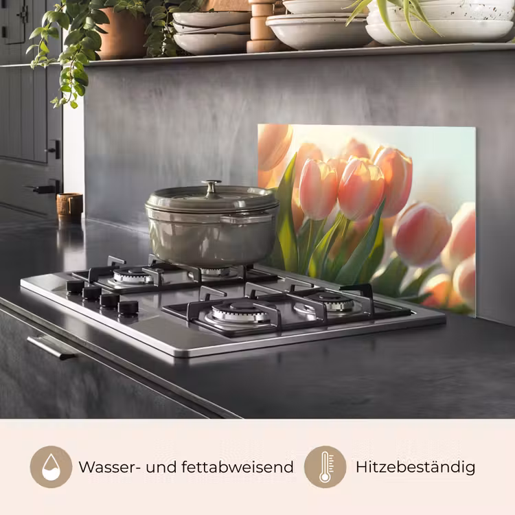 Tulpen - Roze - Zonnestralen keuken achterwand spatscherm klein -usp_DE
