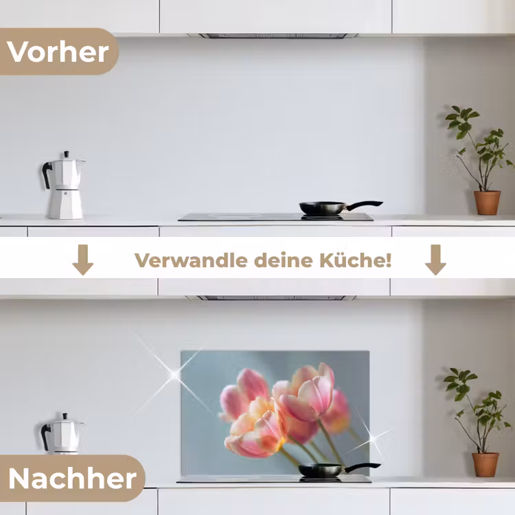 Tulpen - Roze - Stelen keuken achterwand spatscherm klein -voor_na_DE