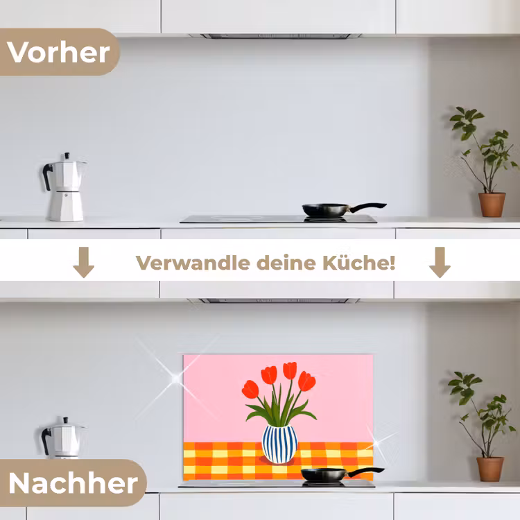 Tulpen - Roze - Vaas keuken achterwand spatscherm klein -voor_na_DE