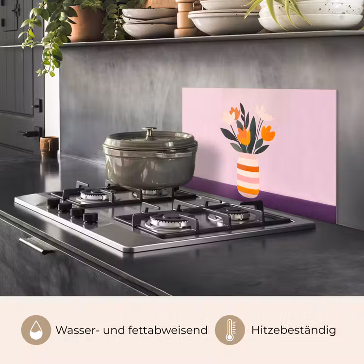 Tulpen - Vaas - Strepen - Paars keuken achterwand spatscherm klein -usp_DE