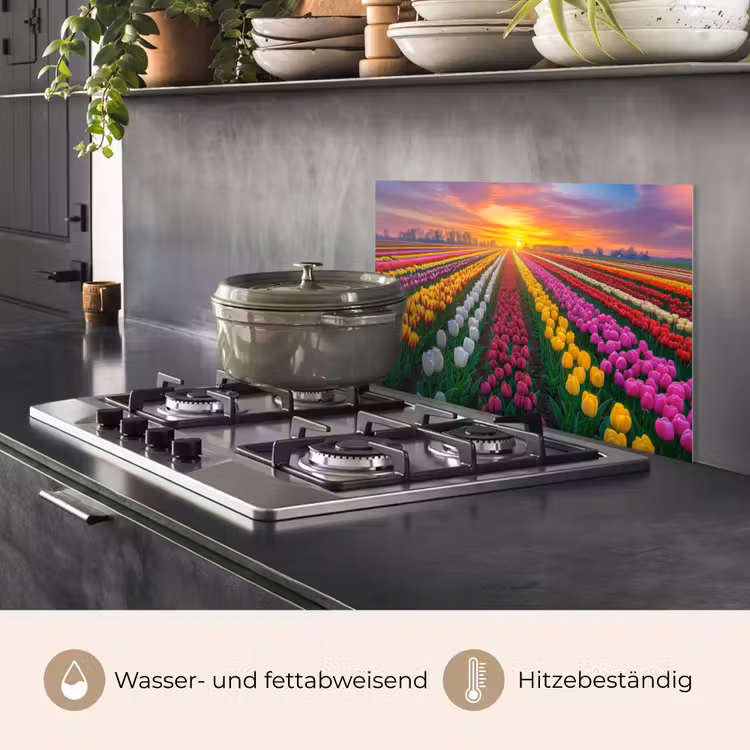 Tulpenveld - Zonsondergang - Kleurrijk keuken achterwand spatscherm klein -usp_DE