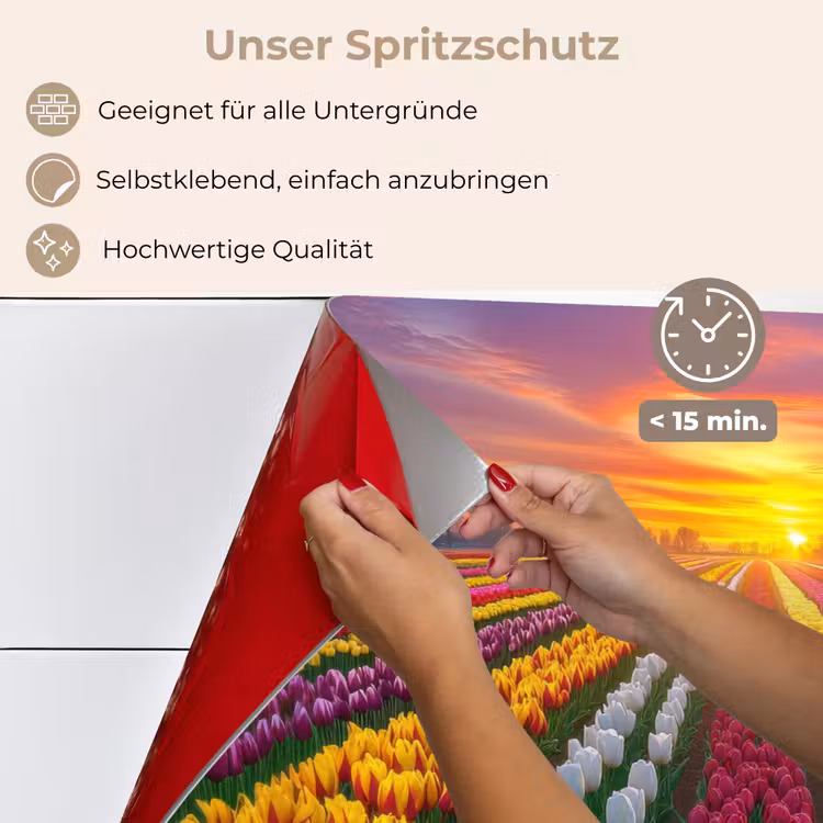 Tulpenveld - Zonsondergang - Kleurrijk keuken achterwand spatscherm klein -spatscherm_DE