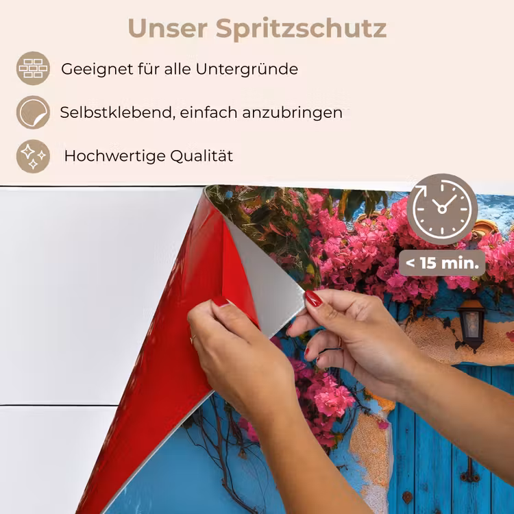 Deur - Hout - Bloemen - Blauw keuken achterwand spatscherm klein -spatscherm_DE