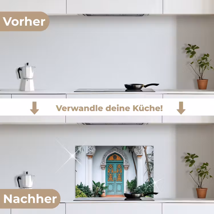 Deur - Patronen - Planten keuken achterwand spatscherm klein -voor_na_DE
