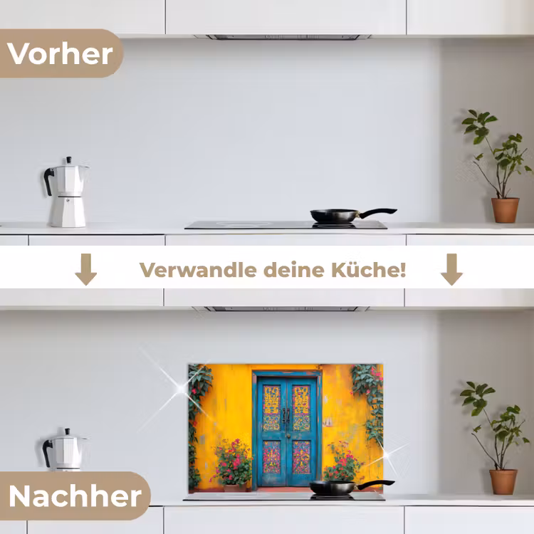 Deuren - Kleurrijk - Planten keuken achterwand spatscherm klein -voor_na_DE