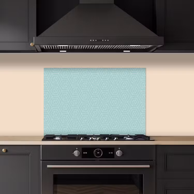 Turquoise - Patroon - Lijnen keuken achterwand spatscherm klein 900 -sfeer1