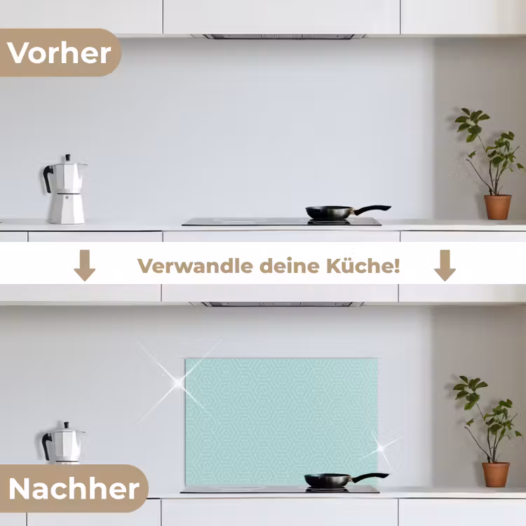 Turquoise - Patroon - Lijnen keuken achterwand spatscherm klein 900 -voor_na_DE