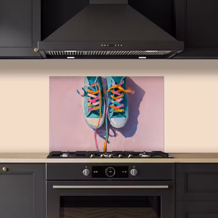 Sneakers - Veters - Kleurrijk - Schaduw keuken achterwand spatscherm klein -sfeer1