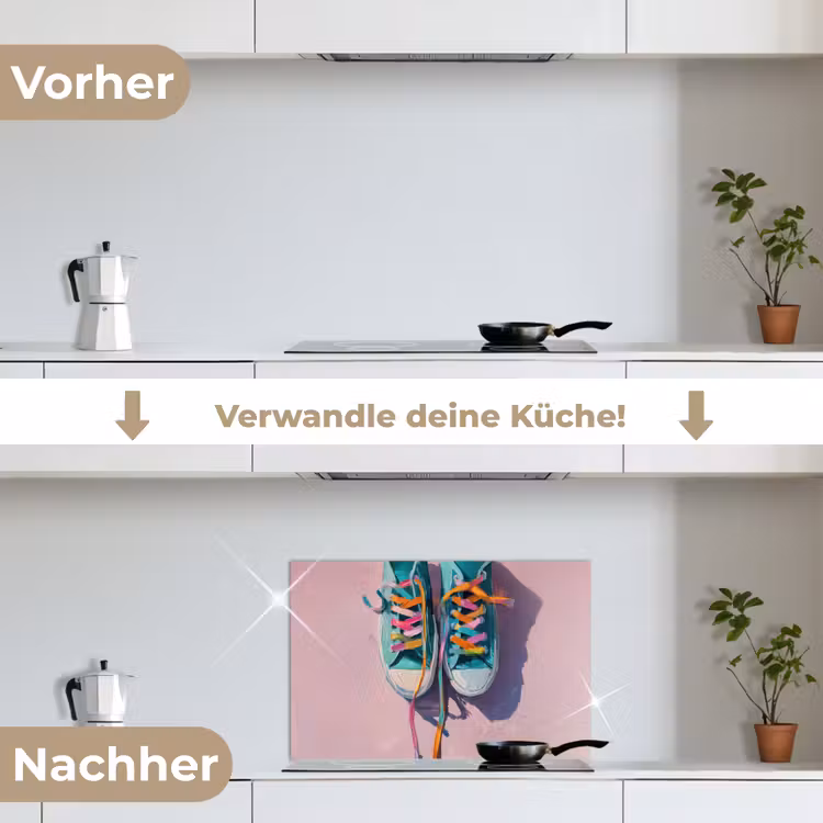 Sneakers - Veters - Kleurrijk - Schaduw keuken achterwand spatscherm klein -voor_na_DE
