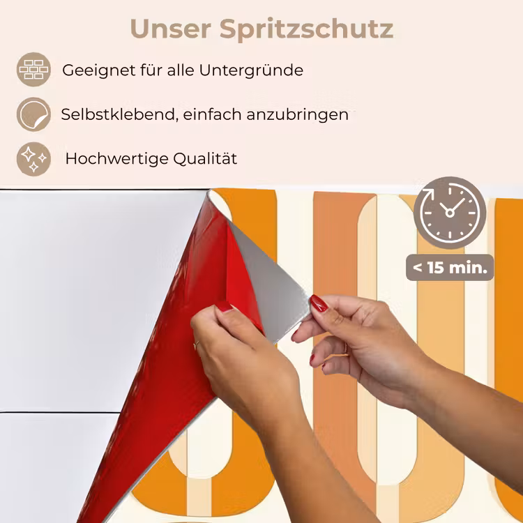 U-vorm - Retro - Oranje keuken achterwand spatscherm klein 900 -spatscherm_DE