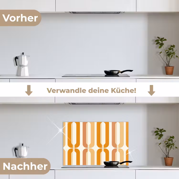 U-vorm - Retro - Oranje keuken achterwand spatscherm klein 900 -voor_na_DE