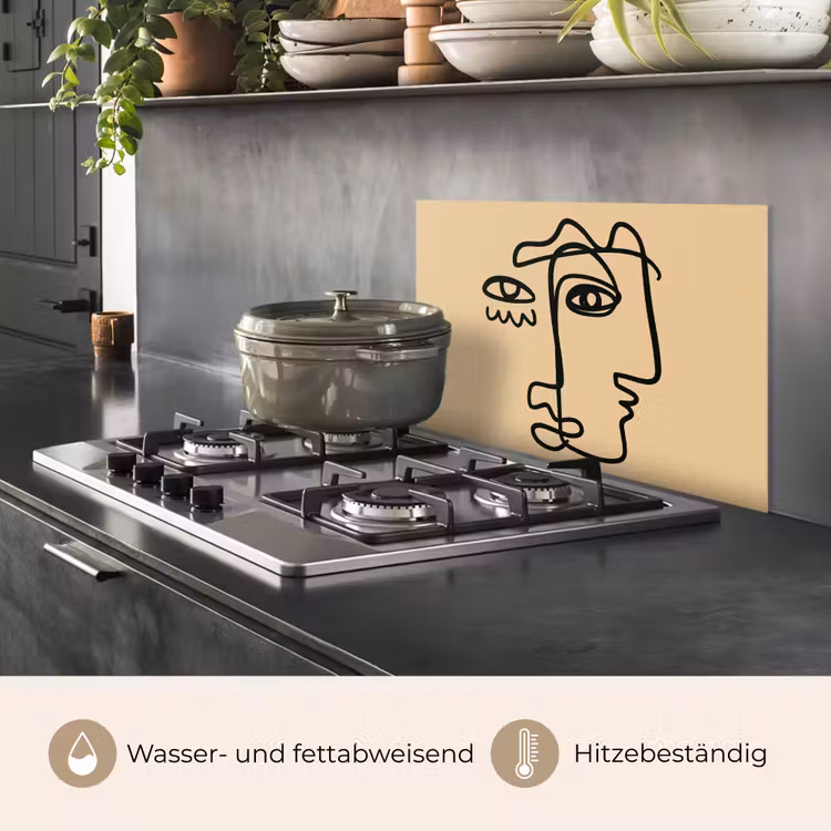 Overlappende profielen - Lichtbruin - Zwart keuken achterwand spatscherm klein -usp_DE