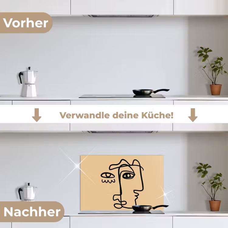 Overlappende profielen - Lichtbruin - Zwart keuken achterwand spatscherm klein -voor_na_DE