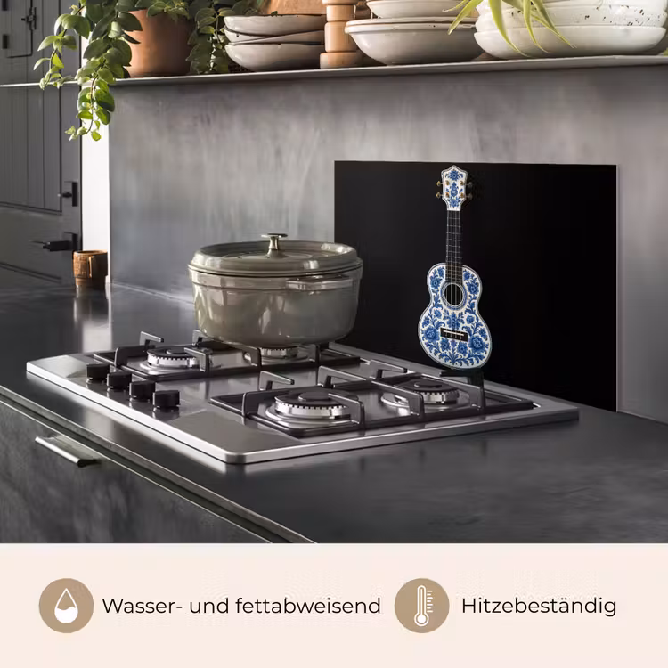 Ukelele - Delfts - Blauw - Muziek keuken achterwand spatscherm klein -usp_DE