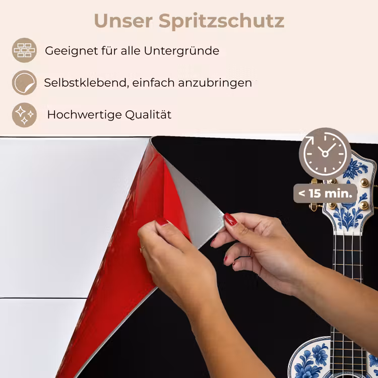 Ukelele - Delfts - Blauw - Muziek keuken achterwand spatscherm klein -spatscherm_DE