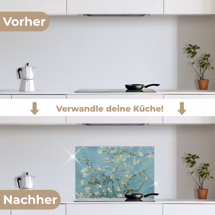 Van Gogh - Amandelbloesem - Oude meesters - Kunst - Vintage keuken achterwand spatscherm klein -voor_na_DE