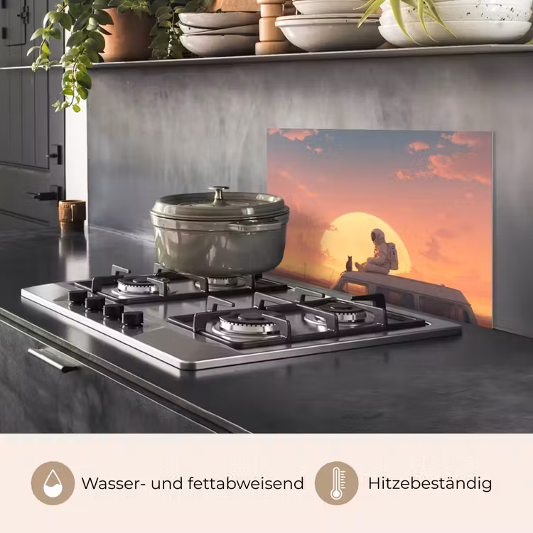 Busje - Kat - Zonsondergang - Oranje keuken achterwand spatscherm klein -usp_DE