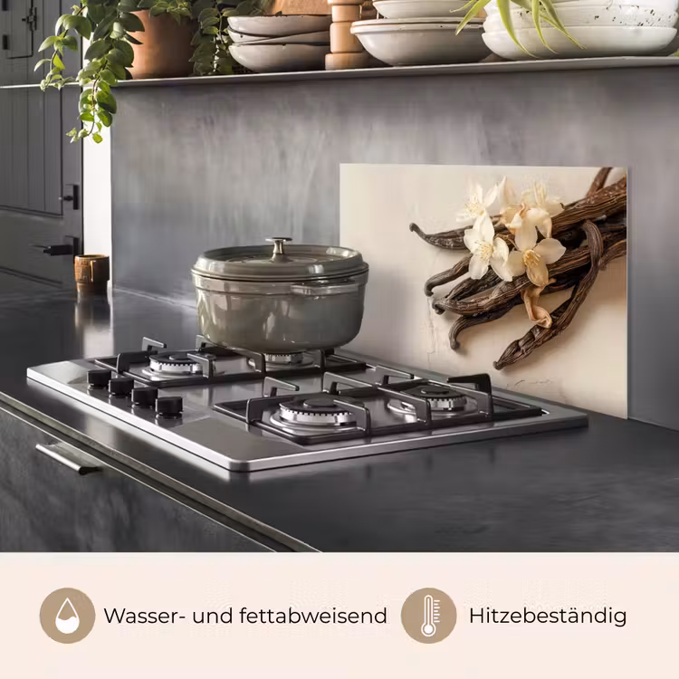 Vanille - Bloemen - Beige keuken achterwand spatscherm klein -usp_DE