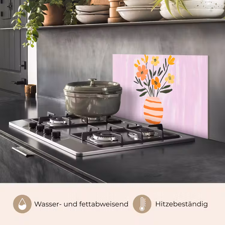 Vaas - Gestreept - Bloemen - Oranje keuken achterwand spatscherm klein -usp_DE